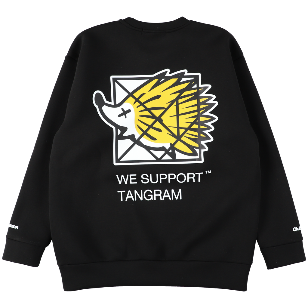 CLUBHAUS × TANGRAM DOUBLE KNIT CREW BLACK TGA-MT97