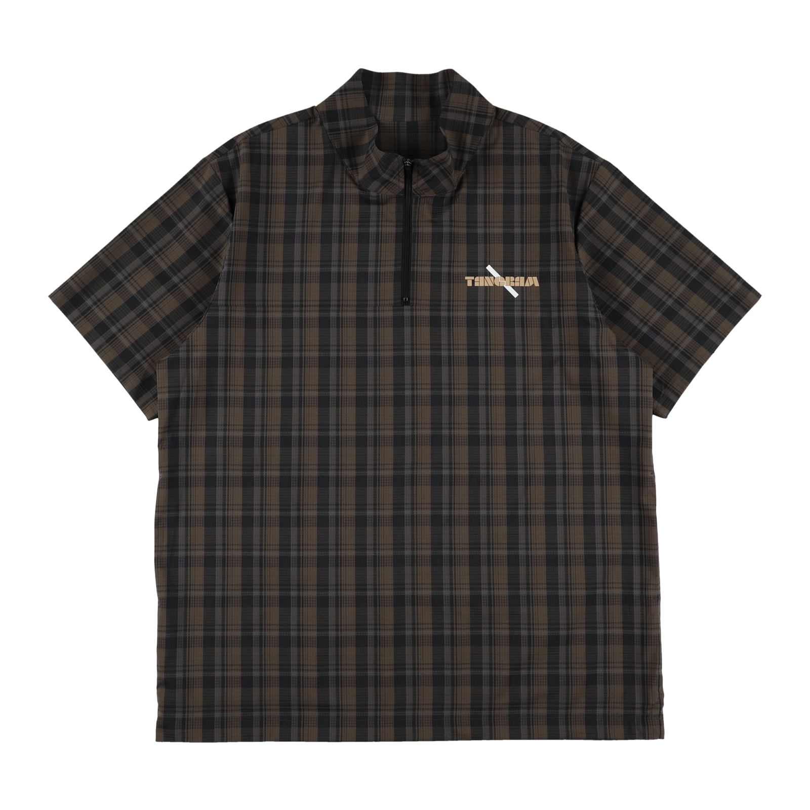 Saturdays NYC × TANGRAM DotAir® HALF ZIP PISTE BROWN CHECK (PLAID) TGS