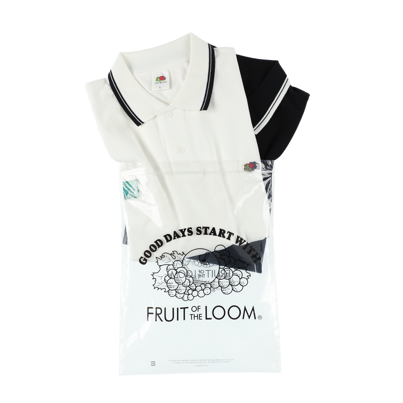 TANGRAM ホワイト ポロシャツ ロゴ入り FRUIT OF THE LOOM × TANGRAM POLO SHIRTS 【2PAC SET