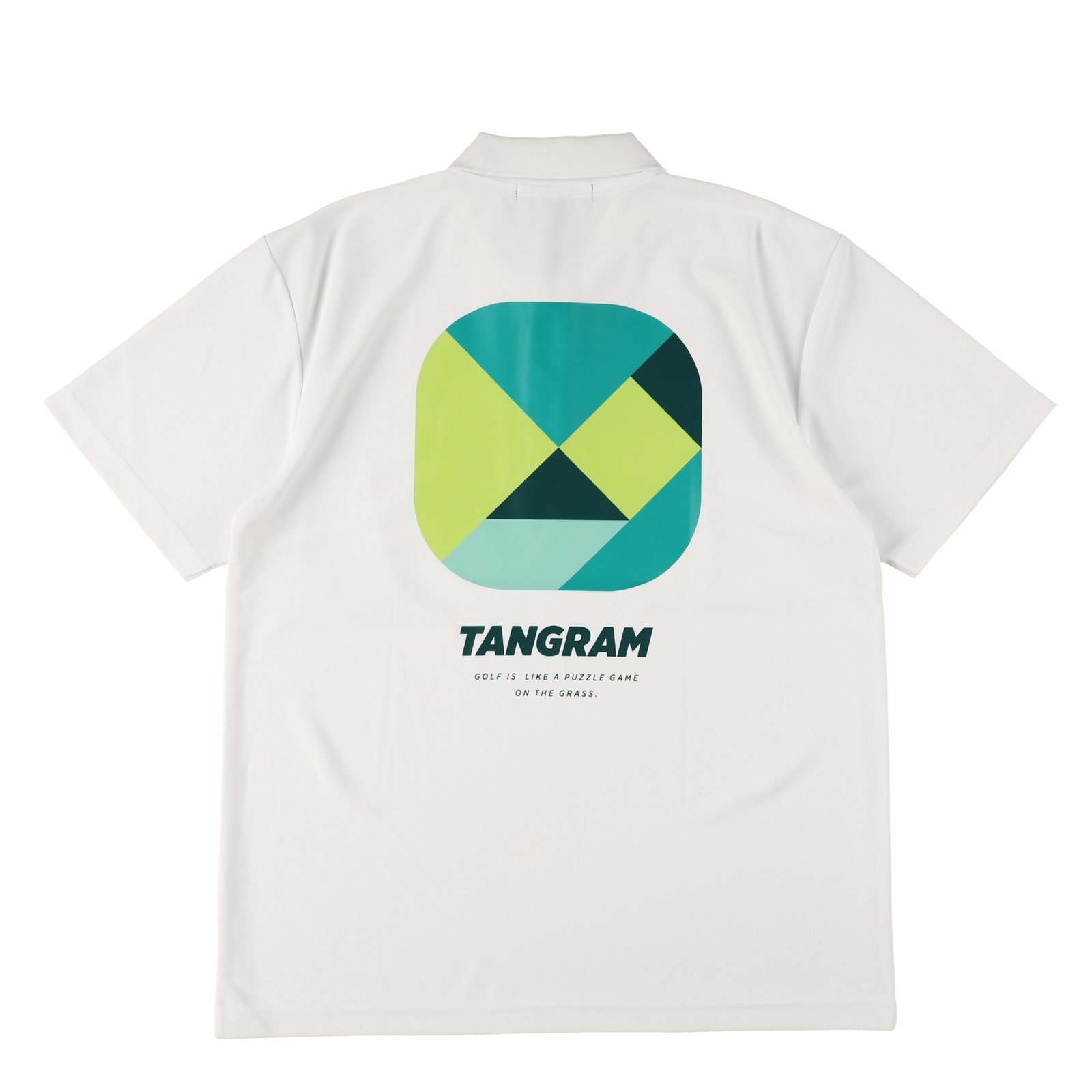 ROUNDED PUZZLE LOGO POLO SHIRTS WHITE TGS-MPL95 – TANGRAM