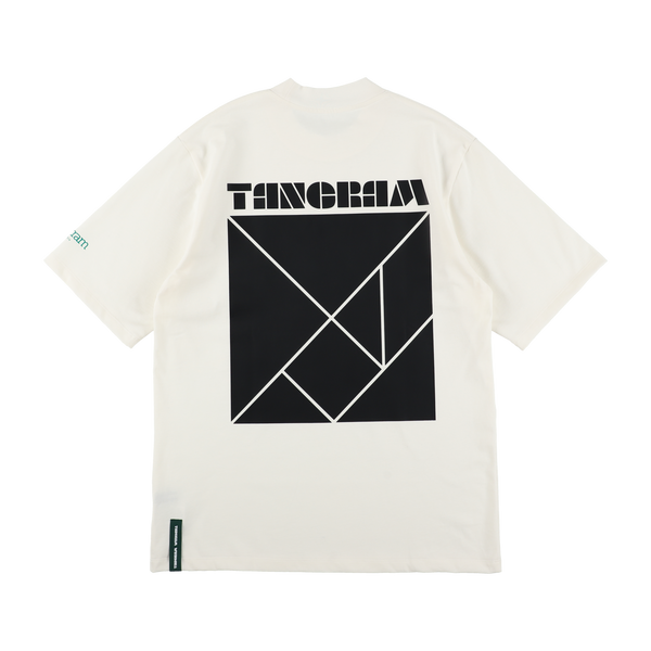 PUZZLE LOGO SHORT MOCK NECK WHITE TGS-MT111 – TANGRAM