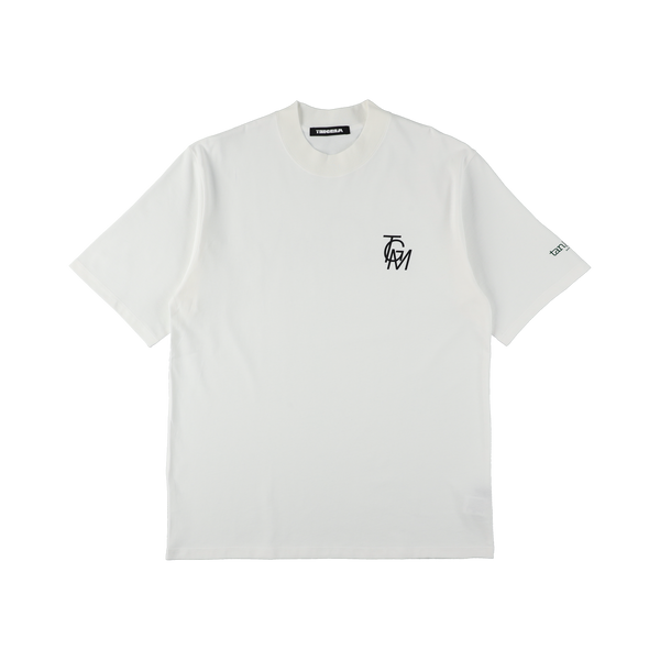 TSL LOGO SHORT MOCK NECK WHITE TGS-MT112