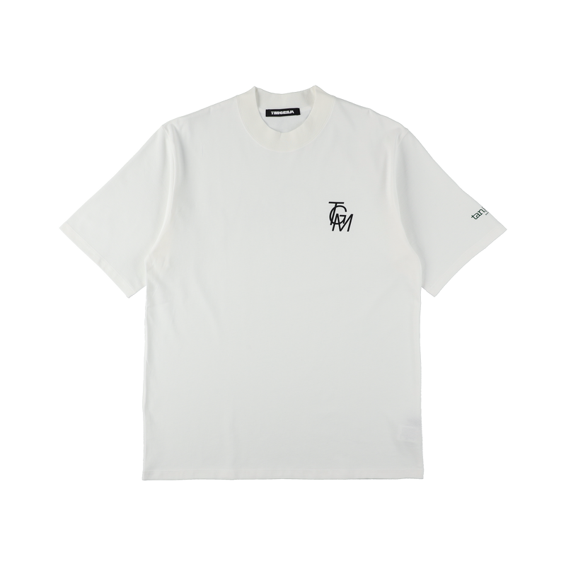TSL LOGO SHORT MOCK NECK WHITE TGS-MT112
