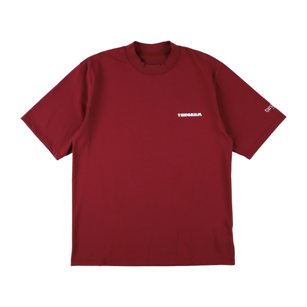 PUZZLE LOGO SHORT MOCK NECK  BURGUNDY TGS-MT113