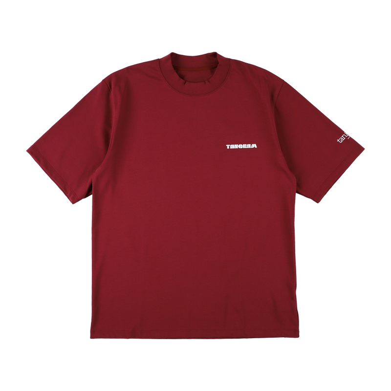 PUZZLE LOGO SHORT MOCK NECK  BURGUNDY TGS-MT113