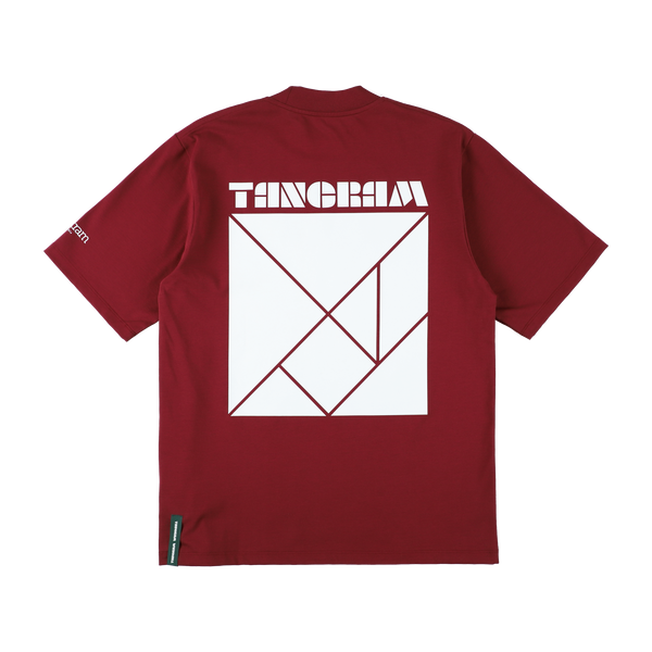 PUZZLE LOGO SHORT MOCK NECK  BURGUNDY TGS-MT113
