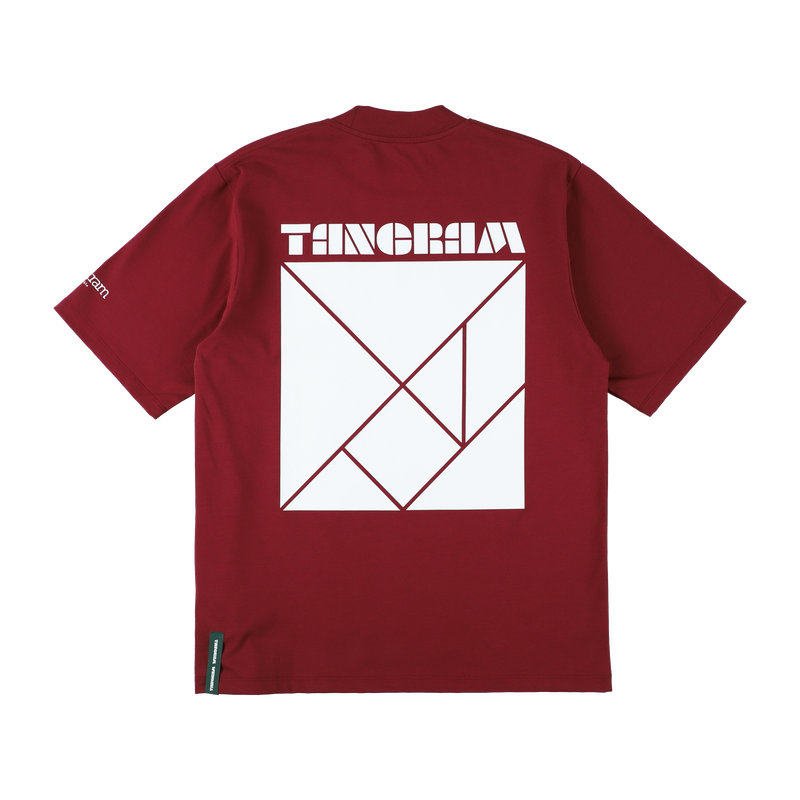 PUZZLE LOGO SHORT MOCK NECK  BURGUNDY TGS-MT113