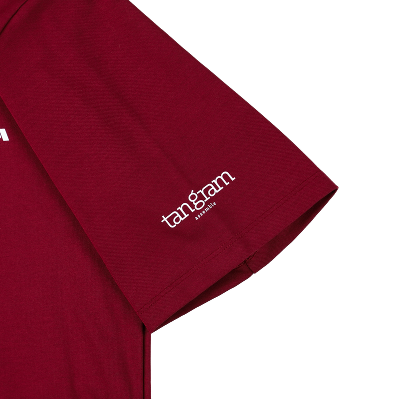 PUZZLE LOGO SHORT MOCK NECK  BURGUNDY TGS-MT113