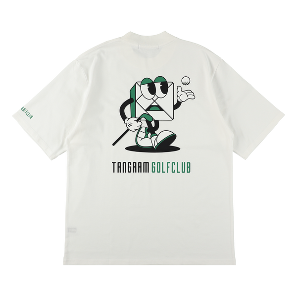 GOLF CLUB PUZZLE CHARACTER SHORT MOCK NECK WHITE TGS-MT159
