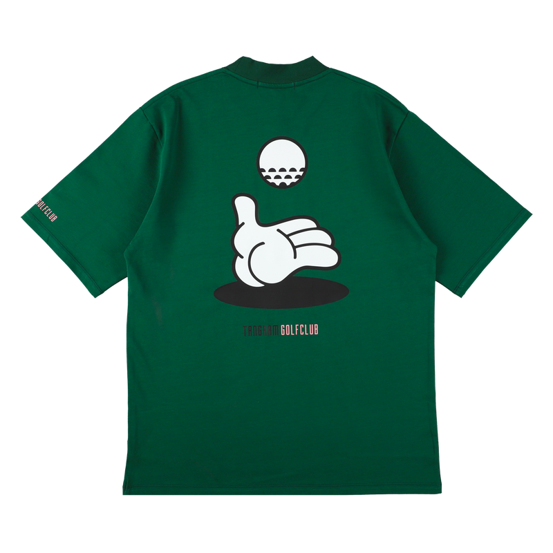 GOLF CLUB  HAND ILLUST SHORT MOCK NECK GREEN TGS-MT160