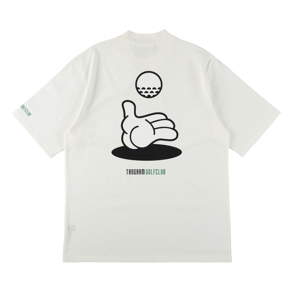 GOLF CLUB HAND ILLUST SHORT MOCK NECK WHITE TGS-MT160 – TANGRAM