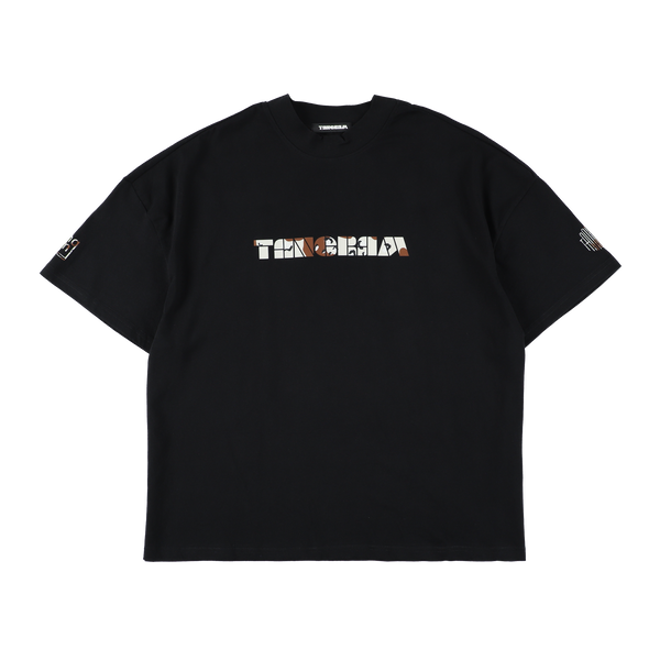 CAMO LOGO OVERSIZED SHORT MOCK NECK BLACK / DESERT CAMO TGS-MT161