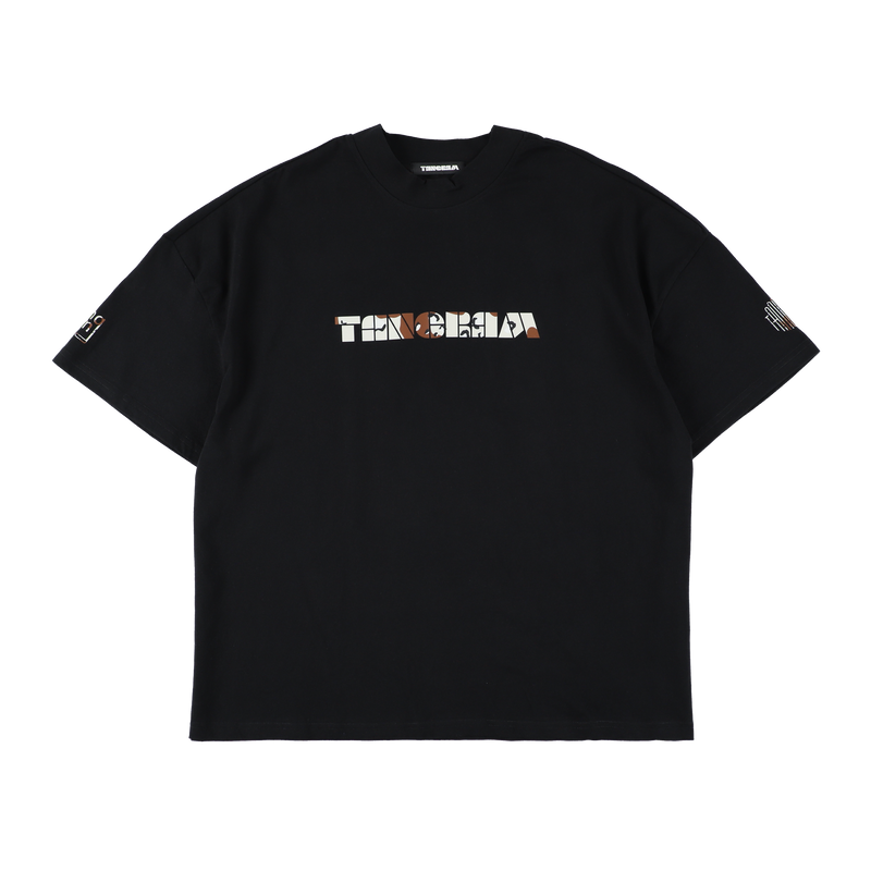 CAMO LOGO OVERSIZED SHORT MOCK NECK BLACK / DESERT CAMO TGS-MT161