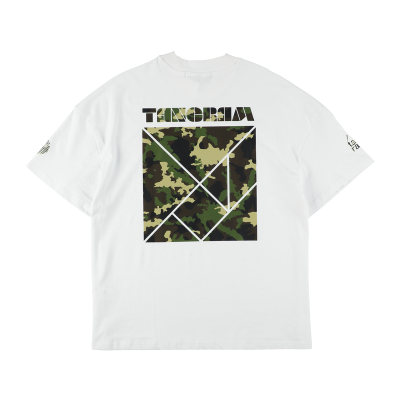 CAMO LOGO OVERSIZED SHORT MOCK NECK WHITE / WOODLAND CAMO TGS-MT161