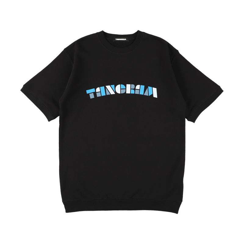 MULTICOLORED LOGO HALF SLEEVE SWEAT CREW BLACK TGS-MT166