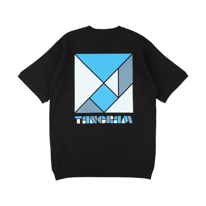 MULTICOLORED LOGO HALF SLEEVE SWEAT CREW BLACK TGS-MT166