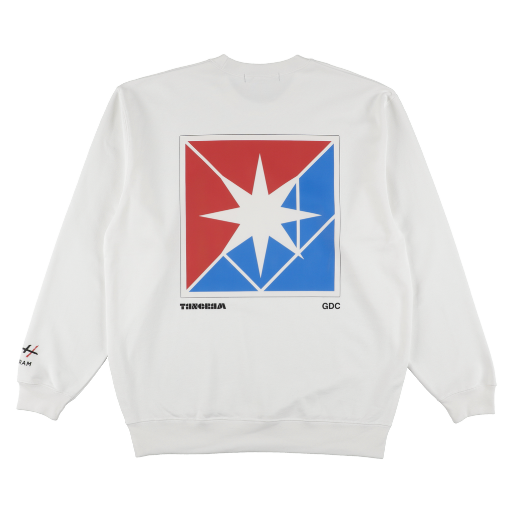 GDC×TANGRAM 5TH ANNIV. TRICO SWEAT CREW WHITE TGS-MT191