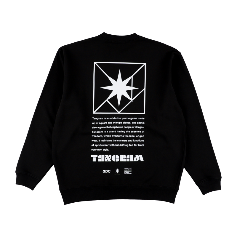 CLUBHAUS×TANGRAM TURFHEDGEHOG SWEATCREW GDC×TANGRAM 5TH ANNIV. TURF STAR SWEAT CREW BLACK TGS-MT193