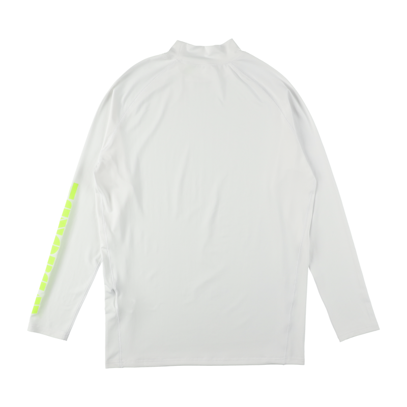 STRETCH FIT NEON LOGO MOCKNECK TEE WHITE / FLUORESCENT YELLOW TGS-MT74