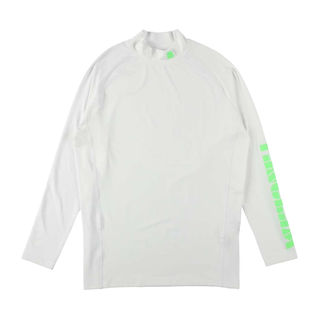 STRETCH FIT NEON LOGO MOCKNECK TEE WHITE / FLUORESCENT GREEN TGS 