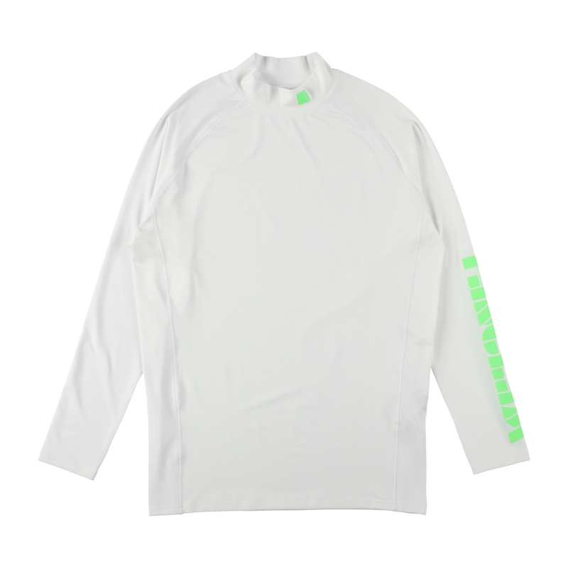 STRETCH FIT NEON LOGO MOCKNECK TEE WHITE / FLUORESCENT GREEN TGS-MT74