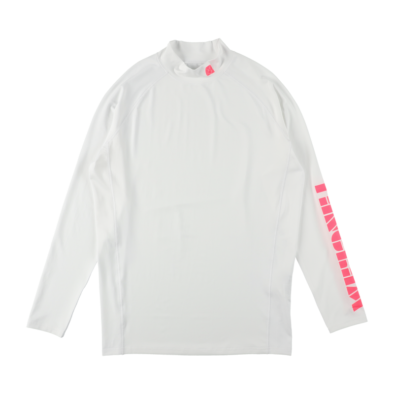 STRETCH FIT NEON LOGO MOCKNECK TEE WHITE / FLUORESCENT PINK TGS-MT74