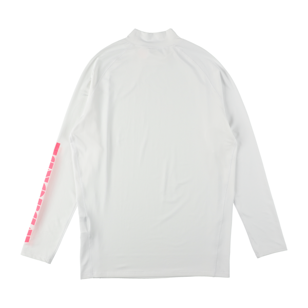 STRETCH FIT NEON LOGO MOCKNECK TEE WHITE / FLUORESCENT PINK TGS-MT74