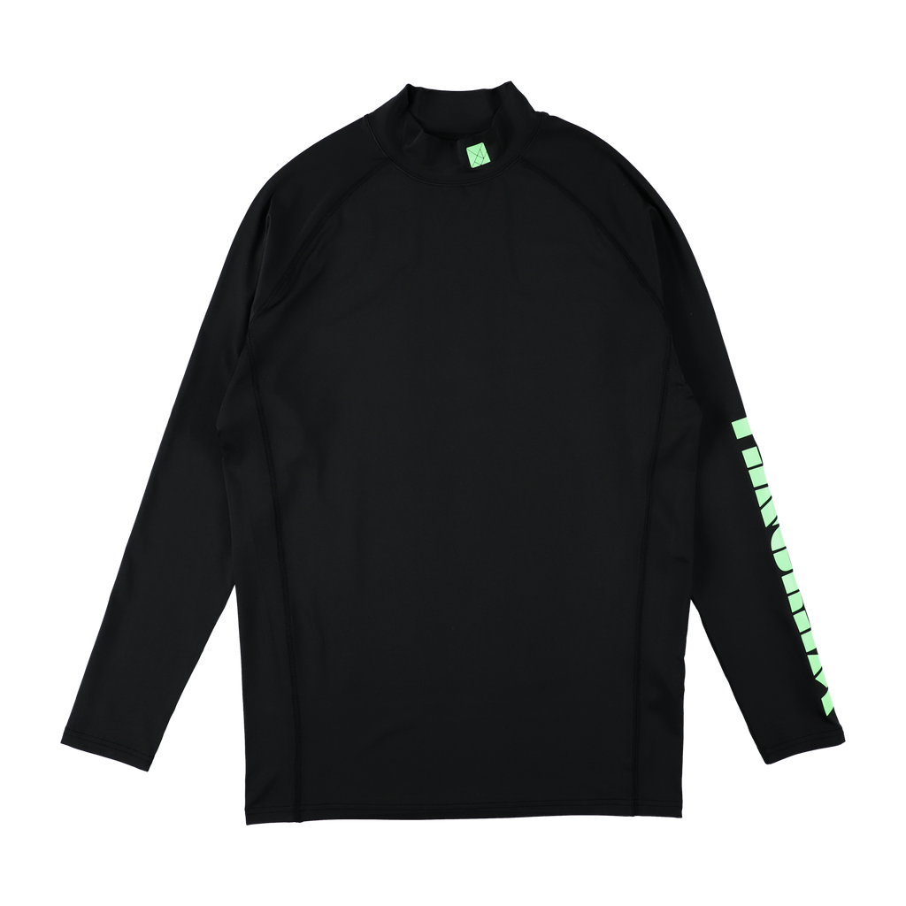 STRETCH FIT NEON LOGO MOCKNECK TEE BLACK / FLUORESCENT GREEN TGS