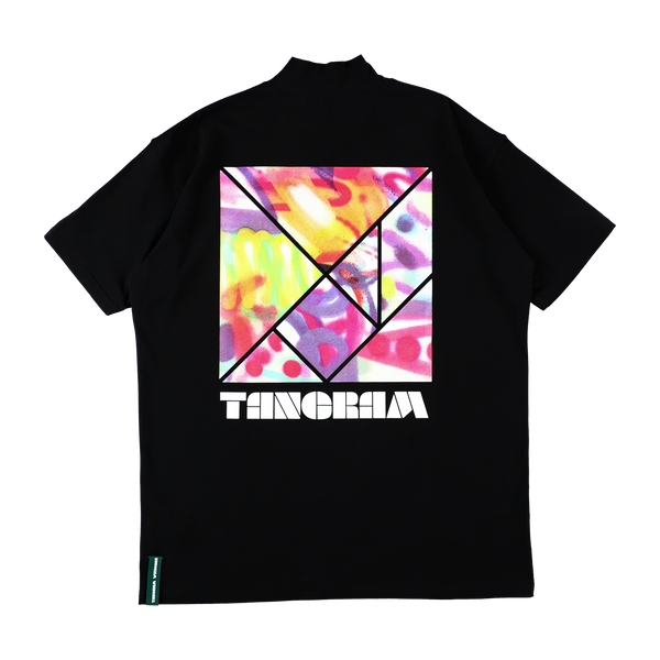 TANGRAM×RYUJI KAMIYAMA SPRAY PUZZLE LOGO MOCK NECK BLACK TGS-MT78
