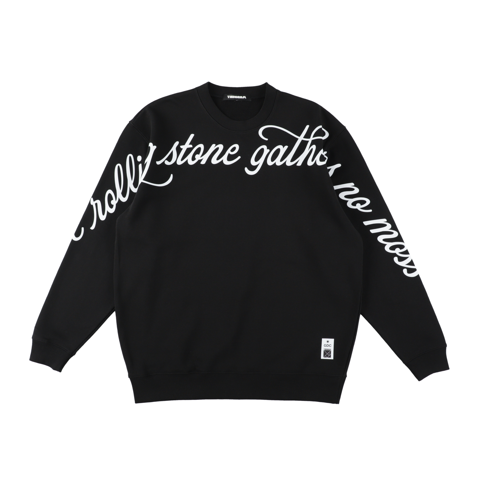 GDC×TANGRAM 5TH ANNIV. ROLLING STONE SWEAT CREW BLACK TGS-MTGDC01